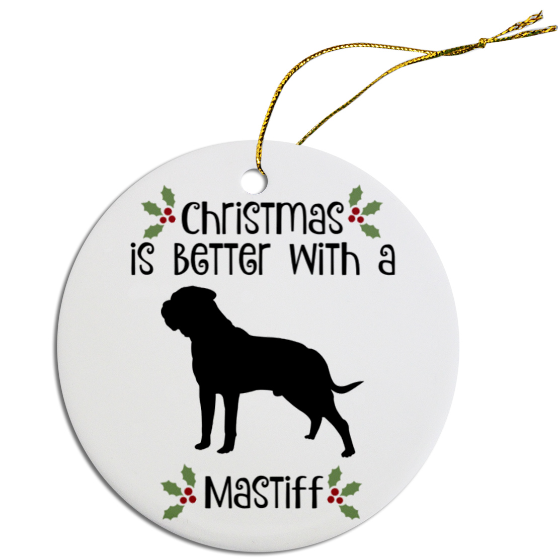 Breed Specific Round Christmas Ornament Mastiff